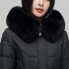 XueZhongFei Women's Long Hooded Down Jacket with Fox Fur Collar