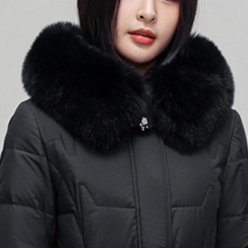 XueZhongFei Women's Long Hooded Down Jacket with Fox Fur Collar