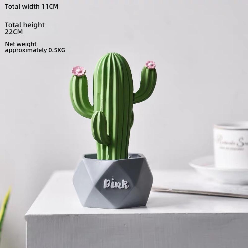 

Pink Resin Cactus Desk Decor - Mini Succulent Ornament for Girls, Self Care Gift for Women Office & Home
