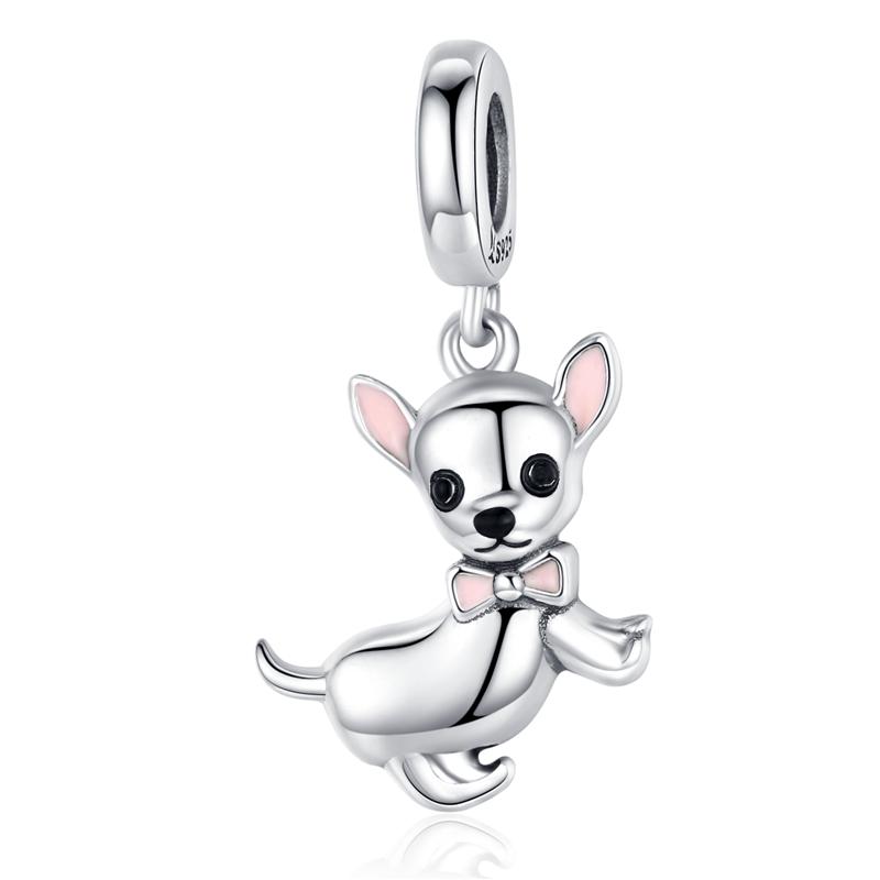 WOSTU 925 Silver Flamingo Bee Charms Ariel Balloon Coffee Girls Beads Dangle Fit DIY Original Bracelet Pendants Jewelry