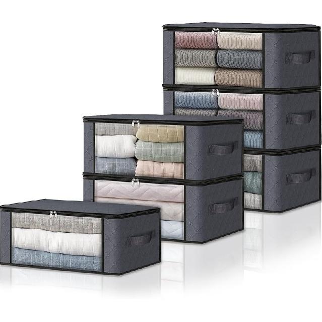 HomeHacks Набор для хранения 3 шт. Органайзер для одежды Сумки для хранения Складная коробка для хранения с большим прозрачным окном Прочные ручки для шкафа, общежития, подушек, 3