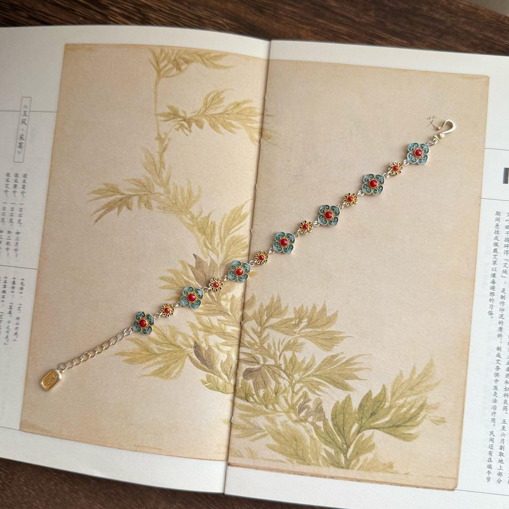 New Chinese Style Gold-painted Four-leaf Clover Antique-style Bracelet Gift
