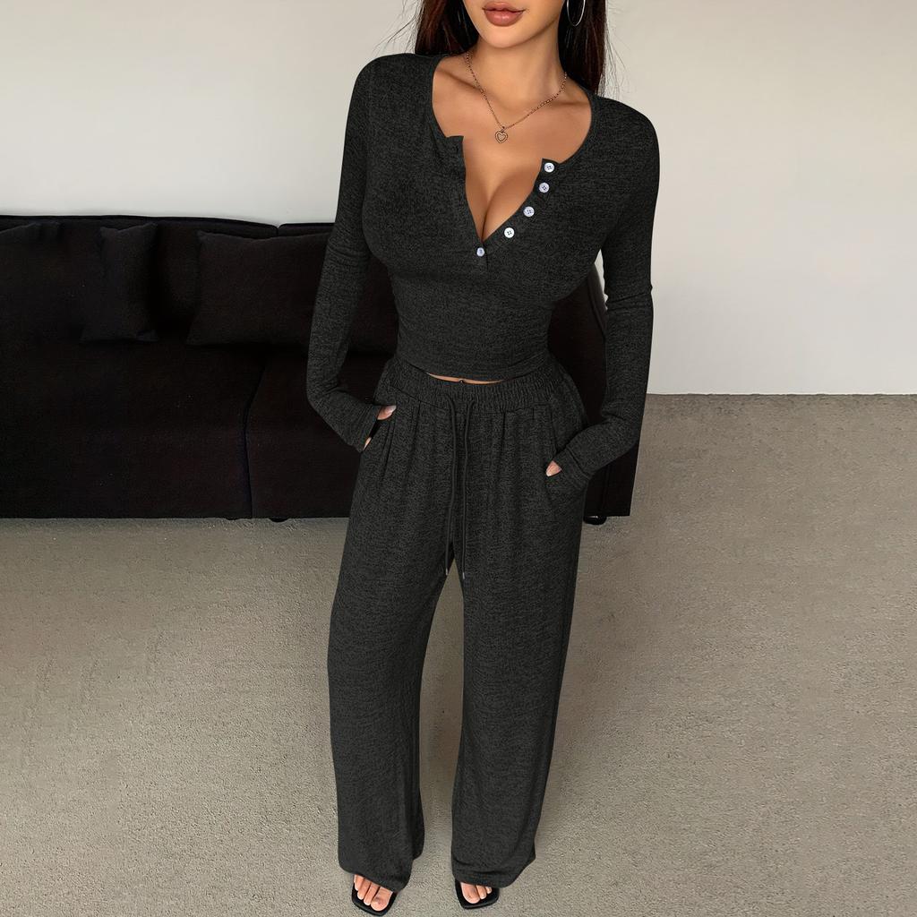 Women's Sexy Slim Fit Two-Piece Set Long Sleeve with Pants