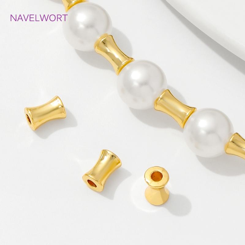 50/100pcs Spacer Beads For Jewelry 18K Gold Plated Brass Tube Beads,Separators For Beads,DIY Bracelets Necklace Making Supplies