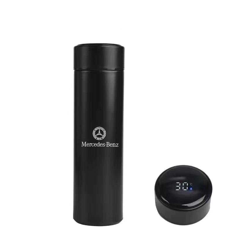 Горячая Автомобильная Наклейка 500 мл Автомобильная Вакуумная Кружка Термос Кружка с Дисплеем Температуры Кофейная Кружка Mercedes-Benz A B C E S Класс GLA GLC GLK ML SL чёрный