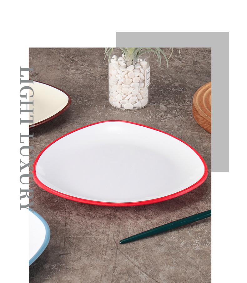 Melamine Porcelain Triangular Plate for Hot Pot & BBQ Restaurant Use