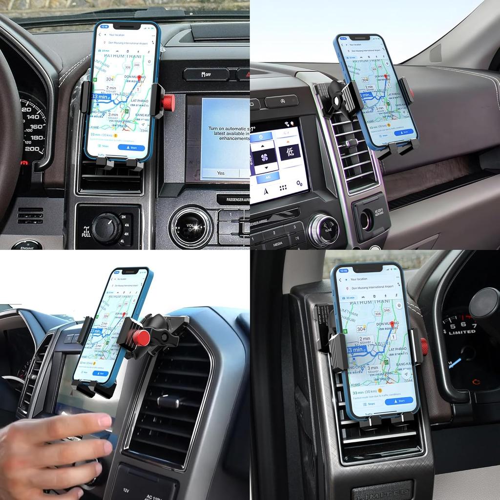 Aluminum Phone Mount for Ford F-150 2015-2020, Expedition 2018-2021, Super Duty 2017-2021, F150 Vent Cell Phone Holder with 360° Rotation Ball Head