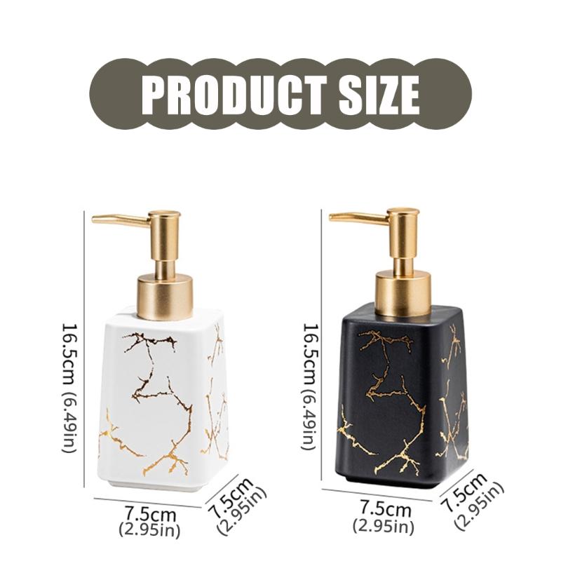 Ceramic Soap Dispenser Marble Detailing Liquid Container For Hand Wash Shampoo And More Refillable