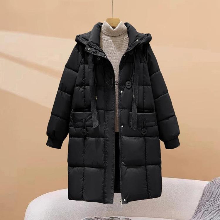 Women's Loose Winter Hooded Down Cotton Coat Mid Length Thickened Slim Jacket