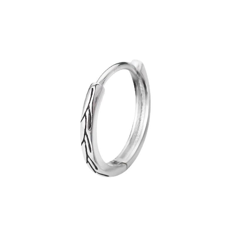 Korean Retro Striped Silver Needle Stud Earrings for Men - Trendy and Niche Style