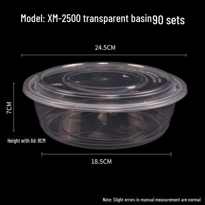 1000ml Round Transparent Plastic Takeaway Food Container with Lid