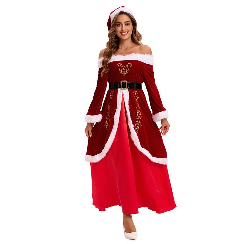 Santa Costume Adult Unisex Christmas Roleplay Outfit Festive Party Stage Performance Wear