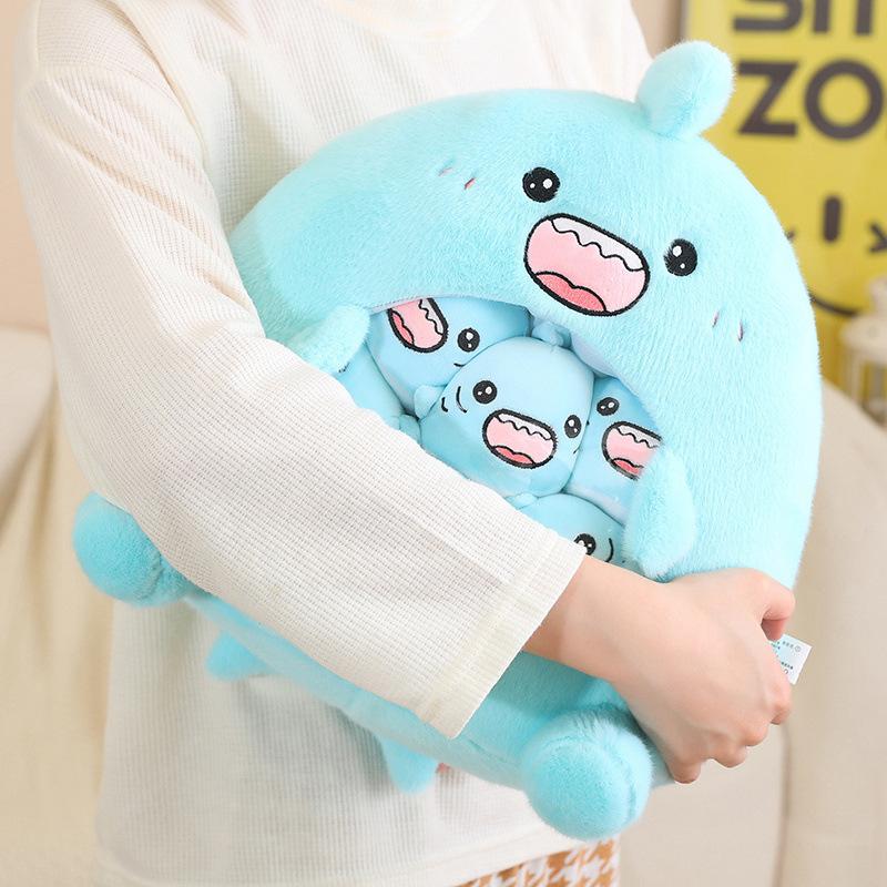 2025 New Cartoon Capybara Shark Plush Pillow Unisex Birthday Gift Room Decoration Pillow
