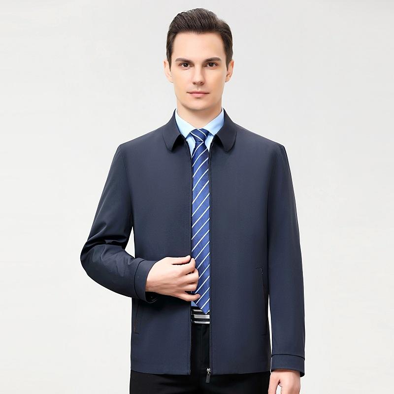 Genuine Jacket Men s Spring and Autumn New Men s Casual Executive Jacket Lapel Middle-aged Dad Men s Clothing 170