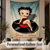 Custom Text Printed Tapestry Betty Boop Pattern Large Wall Hanging Indoor Room Decor