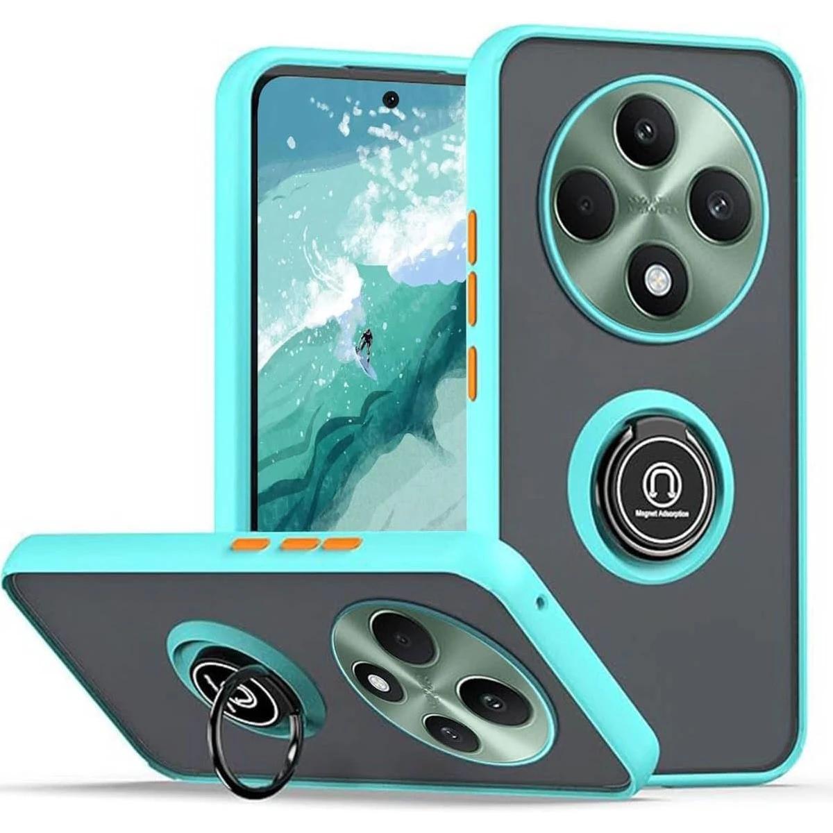 

Чехол Armor Matte для OPPO Reno 12F 12FS 5G Reno12 F FS, чехол-кольцо, магнитный держатель, подставка, противоударный чехол, Fundas OPPO Reno 12F 5G небесно-голубой