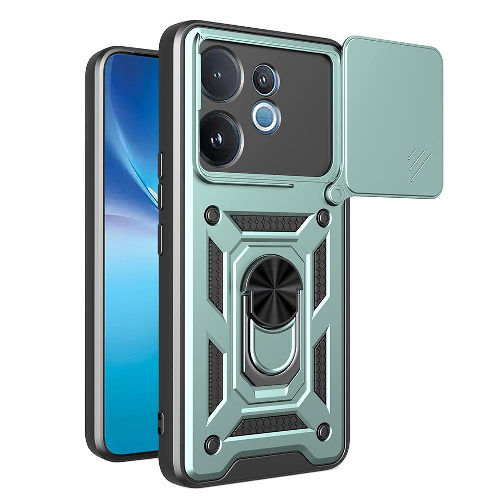 Kryt Armor Funda pro VIVO V60 5G Ochranný kryt s posuvným krytem kamery, kroužkovým držákem a stojánkem, nárazuvzdorný zadní kryt