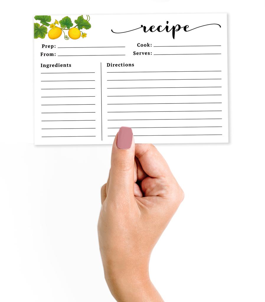 Inkdotpot Recipe Card 6x4 inch Single-Sided Recipe Design Cards White Tropical Lime Recipe Cards Wedding-Bridal Shower-Baby Shower- Pack of