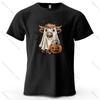 Pumpkin Ghost Cow Cartoon Printed Unisexs and Womens Fashion Trend Short Sleeve Summer New Soft Skin Friendly Casual Tshirt
