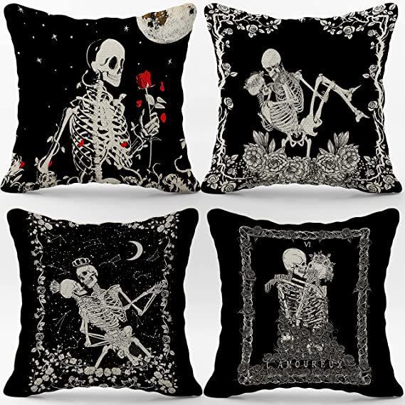 New Funny Skull Print Pillowcase Halloween Home Sofa Decoration Cushion Cover Bedside Pillow