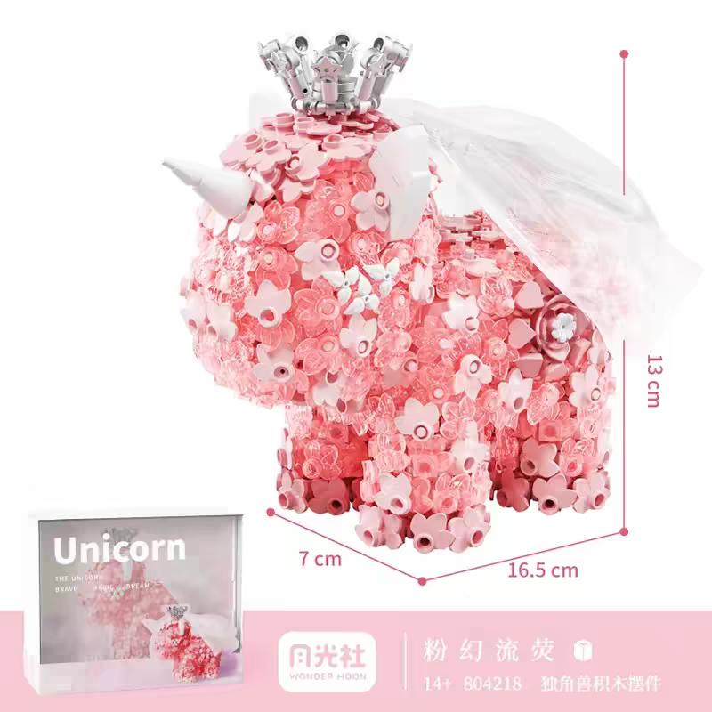 Moonlight Club Flower Unicorn DIY Small Building Blocks Assembly Toys Cute Desktop Accessories Children Birthday Gift
