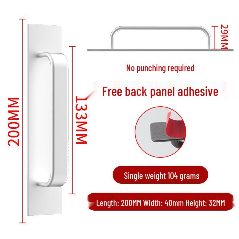 Aluminum Alloy No-Drill Door Handle for Glass, Window, Balcony, Sliding, and Cabinet Doors