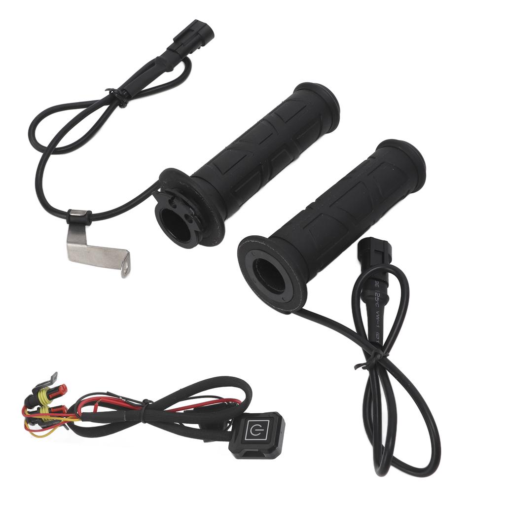 1 Pair Electric Heated Grips Adjustable Temperature Winter Hands Warmer for Motorcycle ATV 7 8in HandlebarBlack Switch