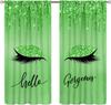 Lips Curtains, Retro Comic Pop Art Girl Applying Red Lipstick Makeup Concept Halftone Background Blackout Rod Pocket Curtains