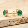 Green Round lab crown Emerald stud earrings for women, Gold earrings for her, Gemstone earrings, minimalist earrings, Round stud earrings