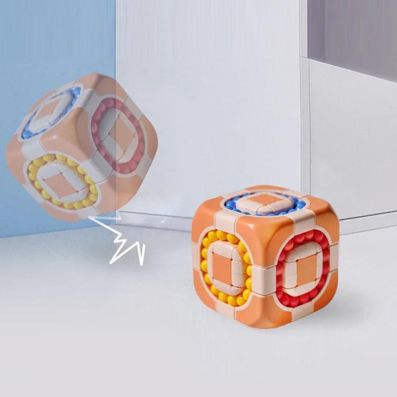Rotating Bean Intelligence Fingertip Cube for Kids Finger Gyro Antistress Cube Learning Educational Magic Disk Toy Children