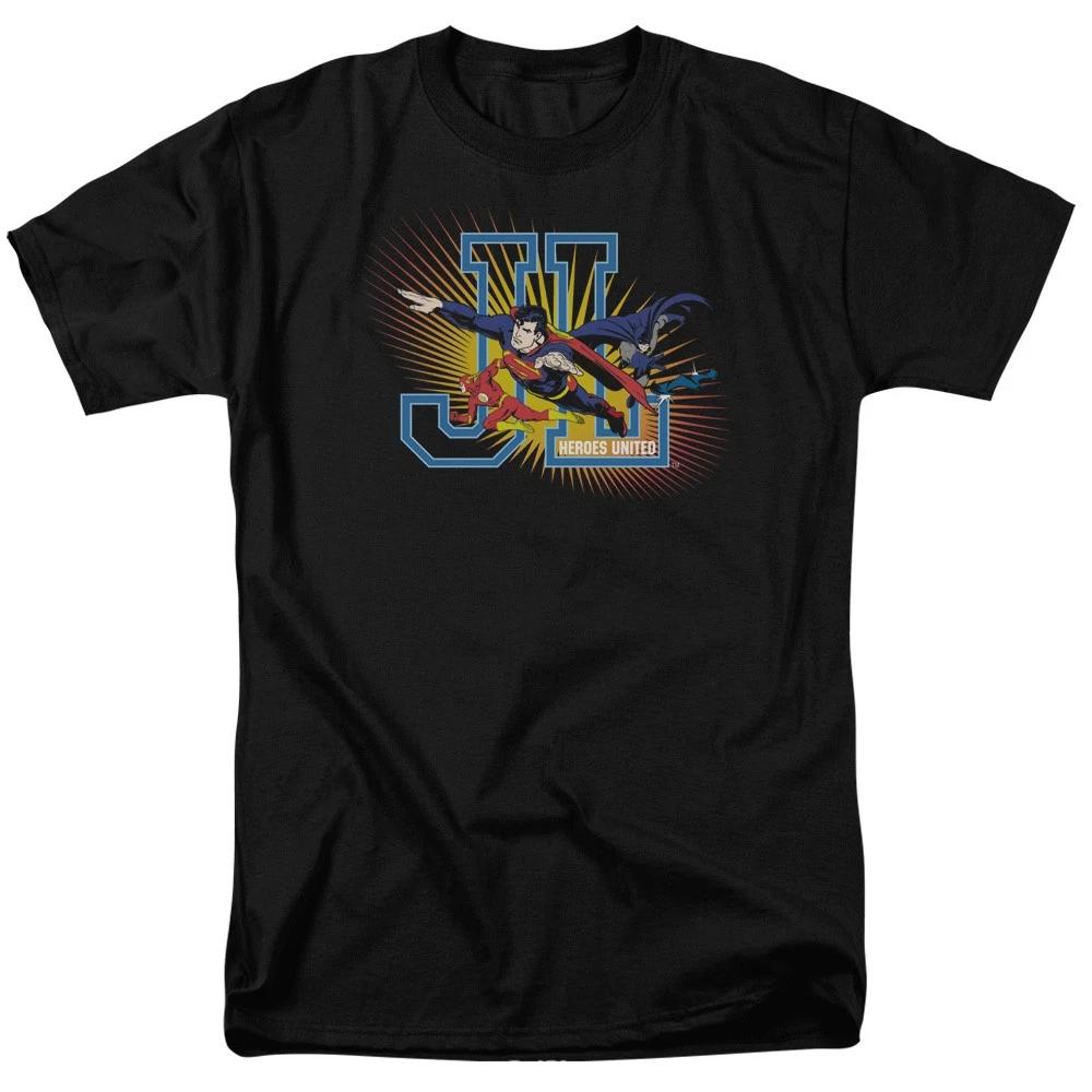 DC Comics - Justice League - Heroes United - Adult Unisex T-Shirt - Black XS