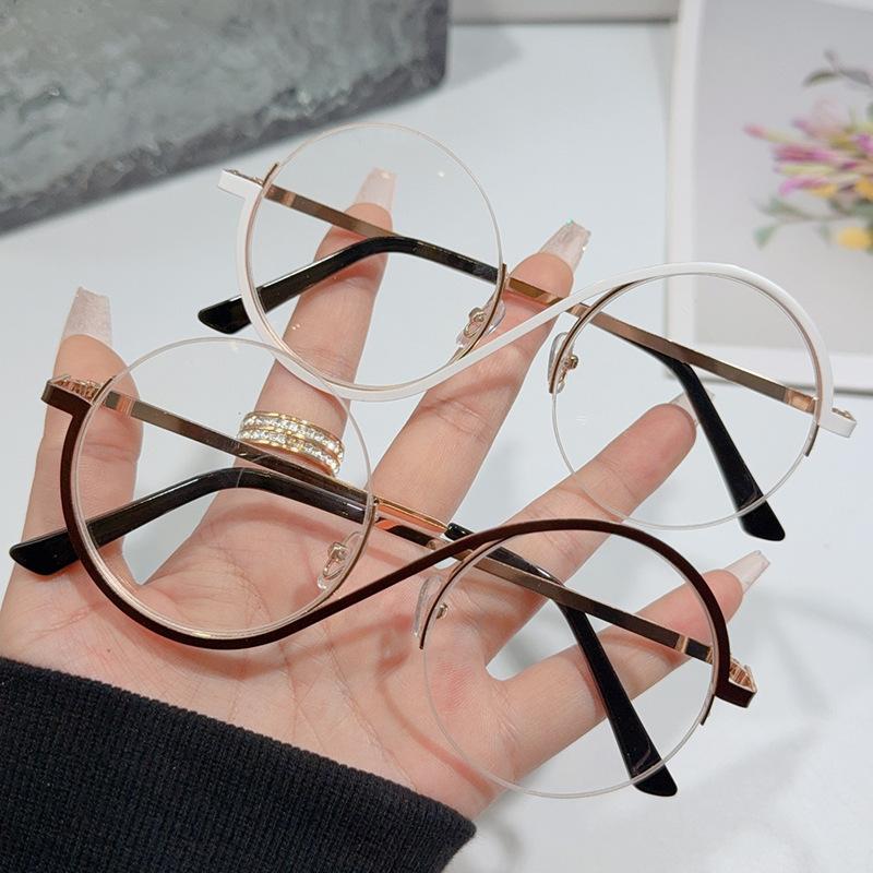 New Fashion Women'S Metal Small Frame Round Glasses Men'S Anti Blue Light Protection Eyeglasses Retro Anti-Radiation Eyewear