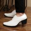 Fashion Men Patent Leather Oxford Shoes Breathable Pointed Toe High Heels Formal Business Prom Fashion Dress Wedding Groom Shoes 663