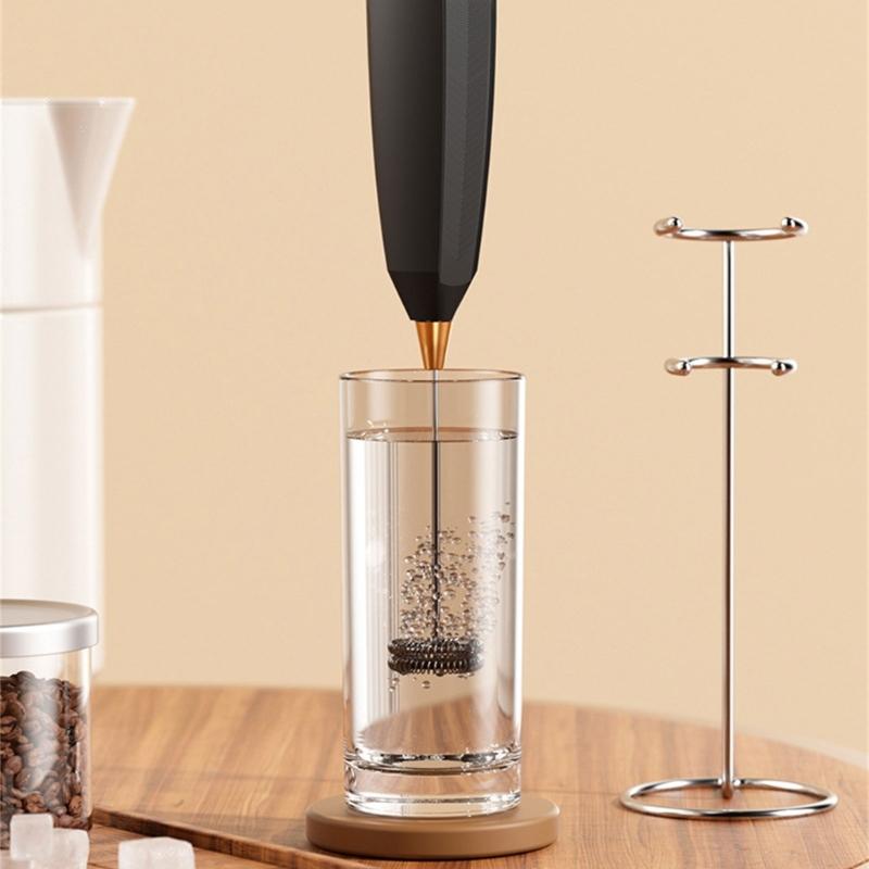 Stainless Steel Milk Frothing Wand with Detachable Whisk Heads Automatic Stirring Function Suitable for Coffee Eggs