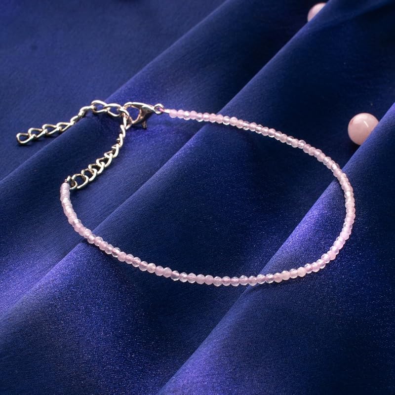 Astrotalk Rose Quartz Anklet | Stone of Love, & Harmony | Rose Quartz Anklet for Women | Best Gift for Woman | S