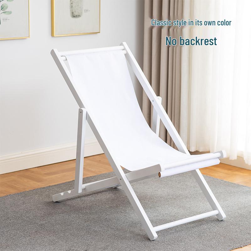 Solid Wood Outdoor Folding Recliner Beach Chair with Canvas for Adults
