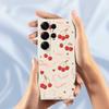 For Samsung Galaxy S25 Ultra Case Big Bow Cherry Pattern Printing Straight Edge TPU Phone Back Cover