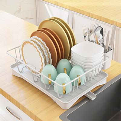 Double-layer Bowl Drying Rack Large Capacity Dish Drying Rack Saving Space Rust-Proof with Wine Glass Holder for Kitchen Counter