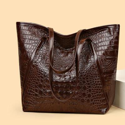 Простая и универсальная сумка-тоут с крокодиловым принтом, большая вместимость, модная сумка, винтажный дизайн, женская сумка через плечо