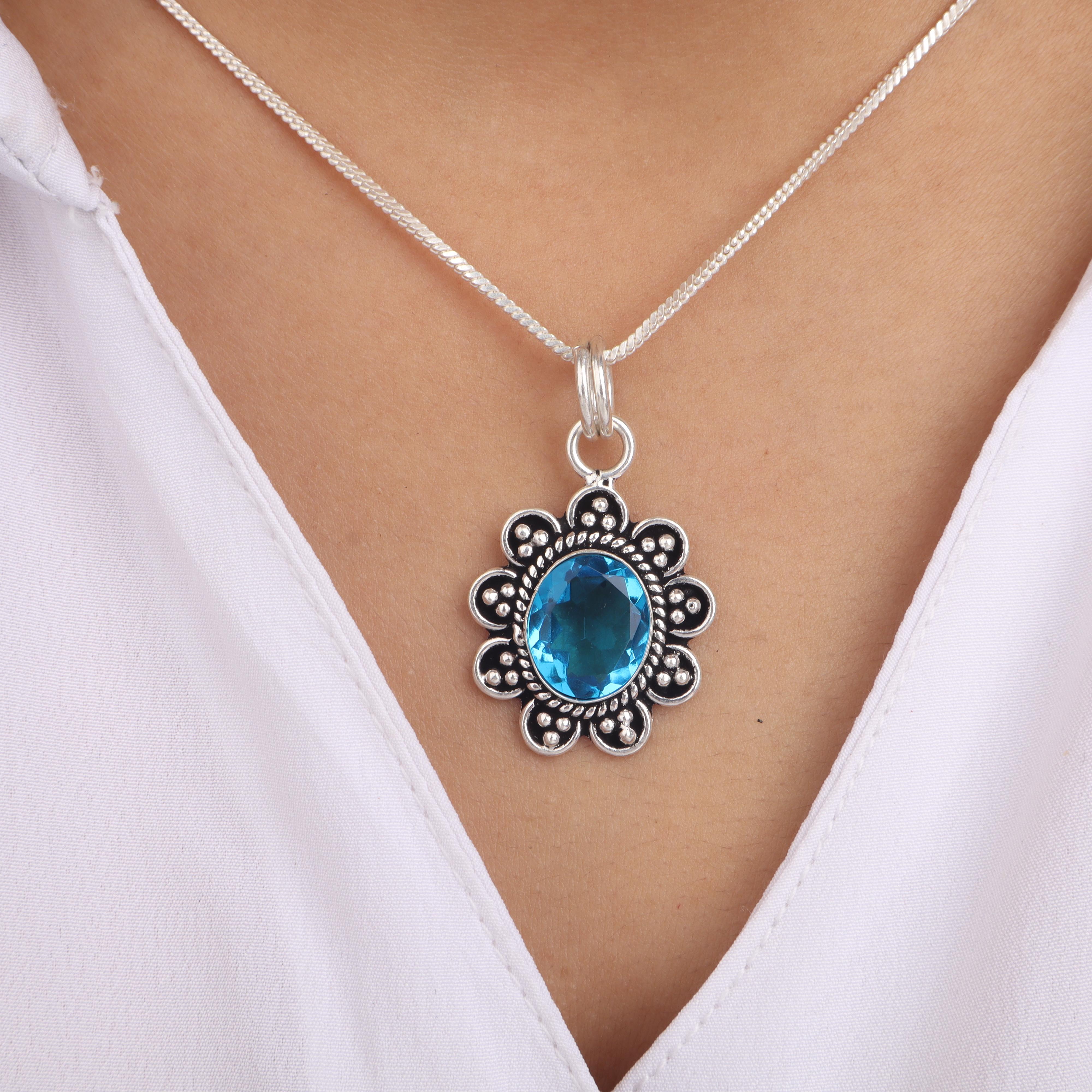 

Швейцарський блакитний топаз дорогоцінний камінь 925 стерлінгове срібло ювелірні вироби дизайнерський кулон 1,37 для подарунка на День подяки CP-40-5