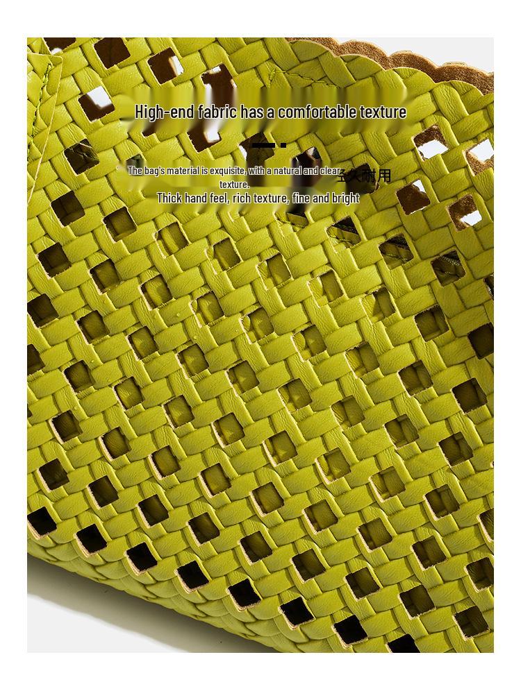 Bolsa de Picnic de Tejido de Lujo: Elegante Bolso de Hombro Hueco para Madre e Hijo
