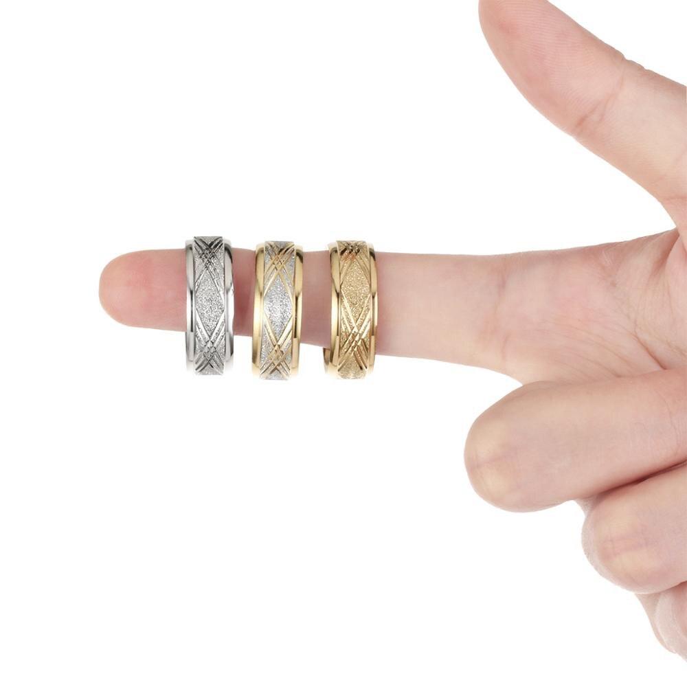 Mens 8mm Stainless Steel Rings Rhinestone Finger Ring for Couple Lover Engagement Wedding Rings Trendy Jewelry Size 6.5-11.5