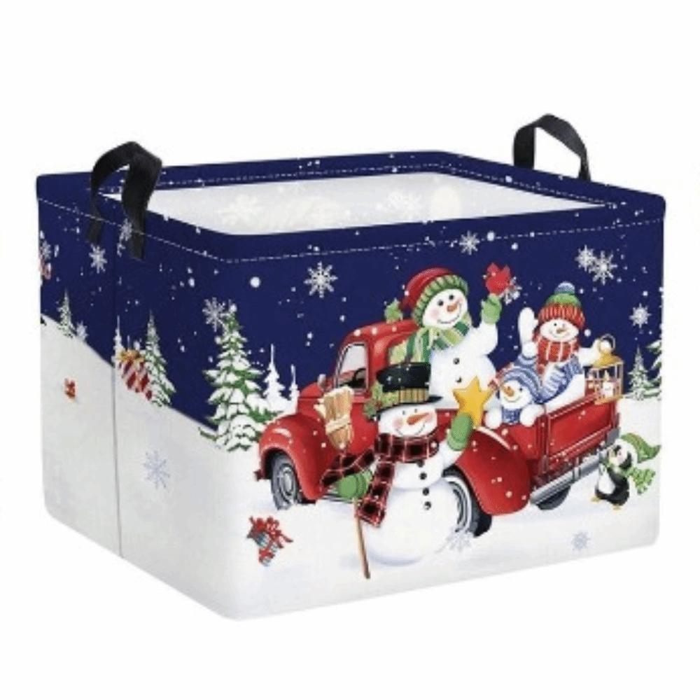 Large Capacity Christmas Storage Basket Cartoon Snowman Toys Organizer Box Laundry Hamper Closet