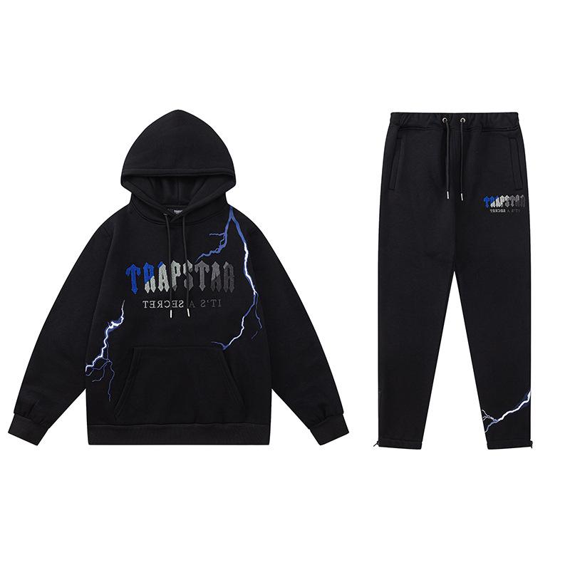 Ensemble Décontracté Hoodie Rouge/Noir Tête de Tigre Brodé Homme & Couple Trapstar Européen & Américain avec Pantalon Long