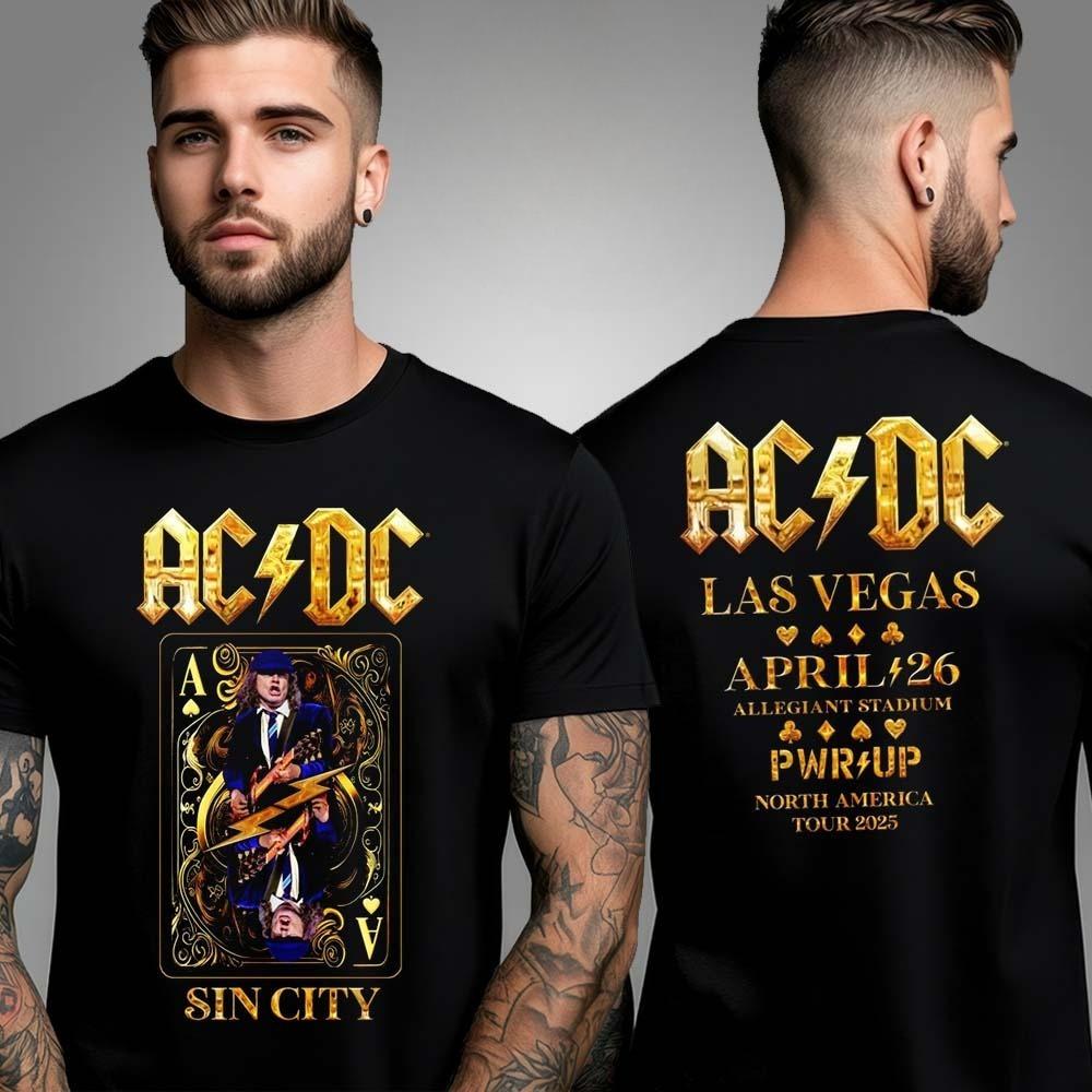 

AC DC Madrid PWR UP Tour Two Sided Unisex T-Shirt High-end Luxury Is for Both Men and Women Top Y2k L