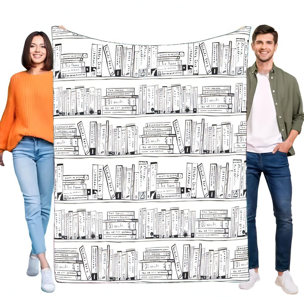 Cozy Library Bookshelf Blanket Soft Fleece Throw Perfect for Bed Sofa Lightweight Gift for Book Lovers Reading Nook Home Decor
