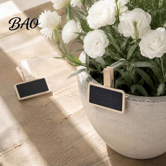 Blackboard Place Card Holders 10PCS Mini Clips/Signs with Wooden Stands, Reusable Small Chalkboard Rustic Log Style Message Clips Signs, Display Clip