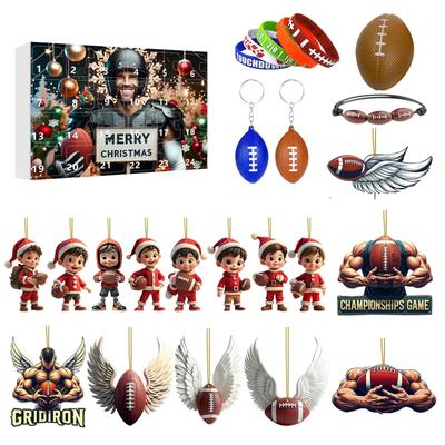 Football Advents Calendar , Advents Calendar , Boys Advents Calendar Sports, 24 Days Acrylic Countdown Calendar Football Advents Calendars 24pc