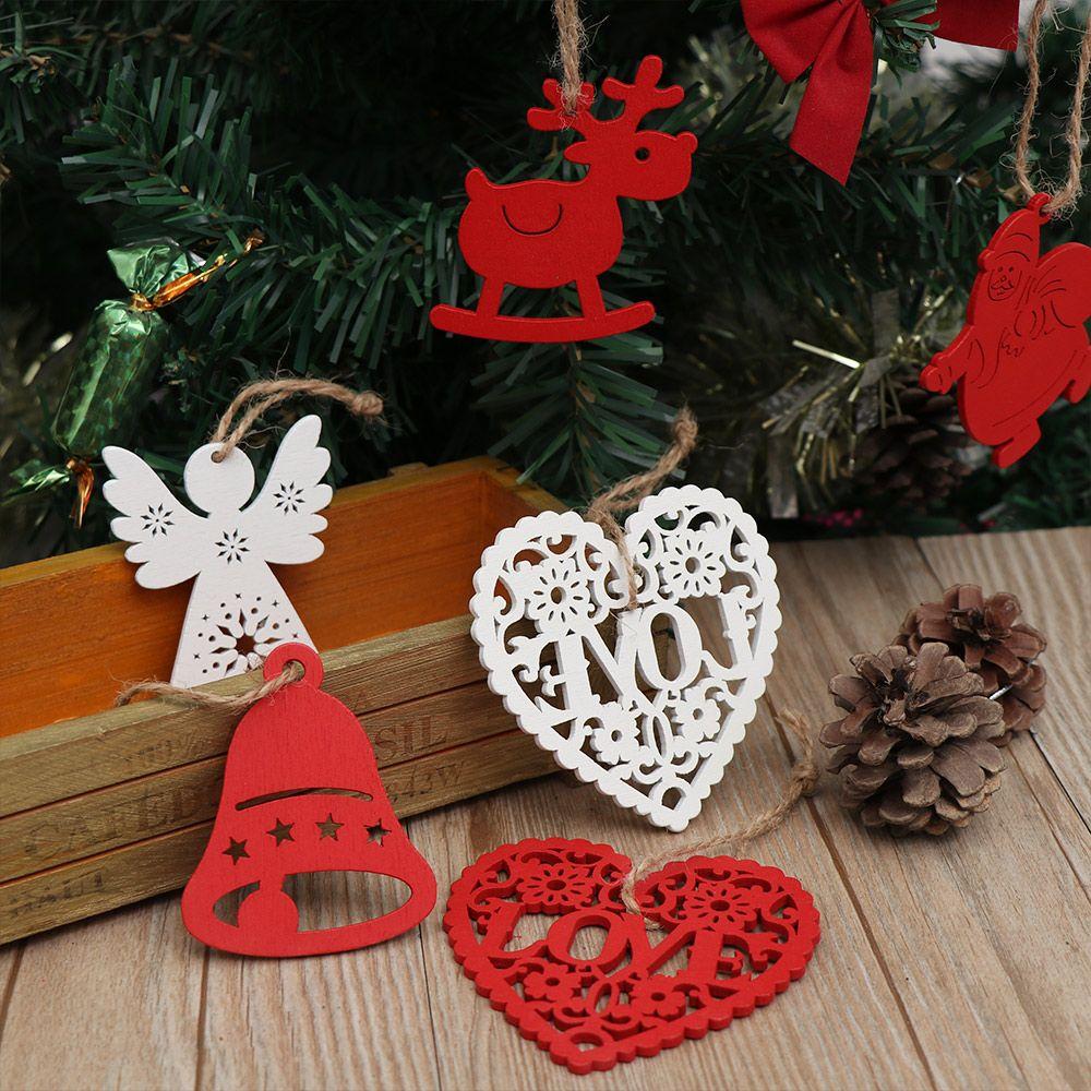 DIY Gifts Drop Pendant Christmas Tree Decoration Santa/Elk/Angel Wooden Ornaments Xmas Hanging