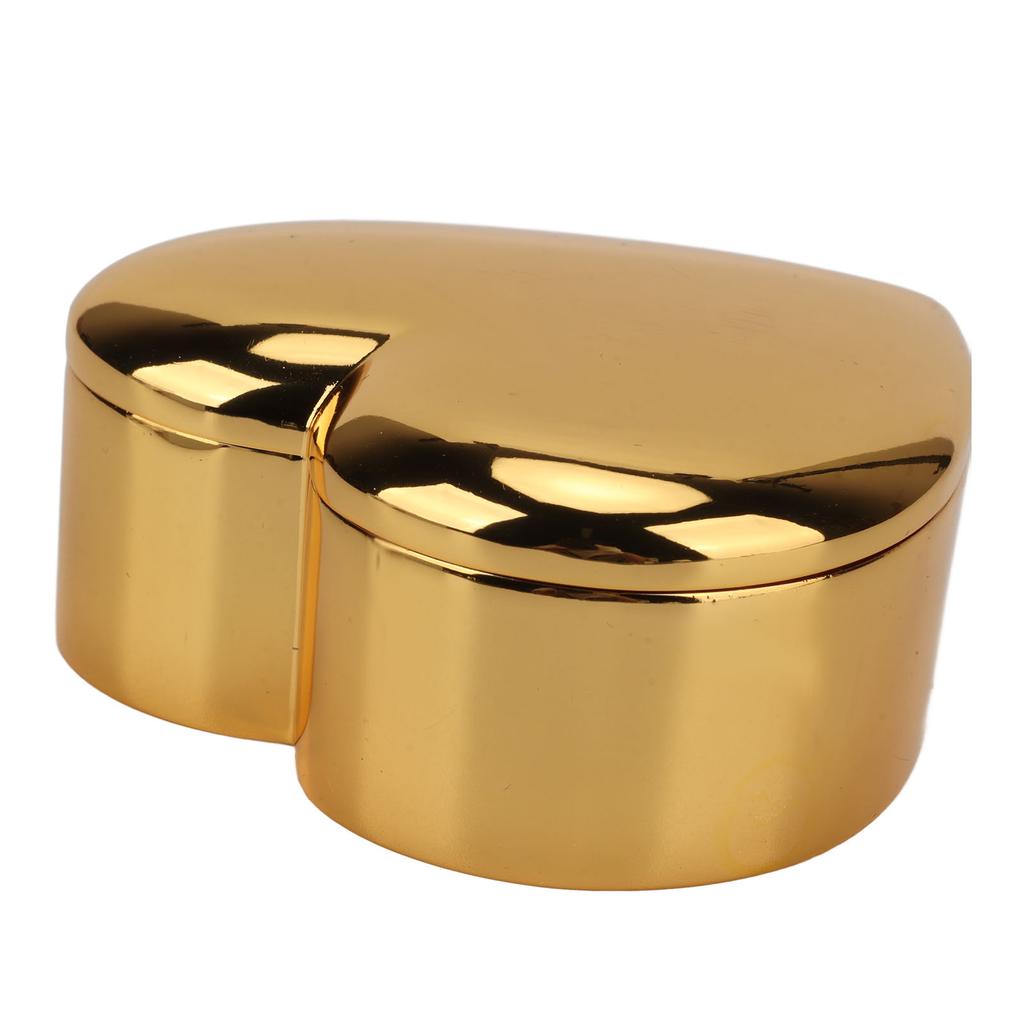 Heart Shaped Jewelry Box Gold Zinc Alloy Metal Polished Finish Velvet Inside Antique Heart Ring